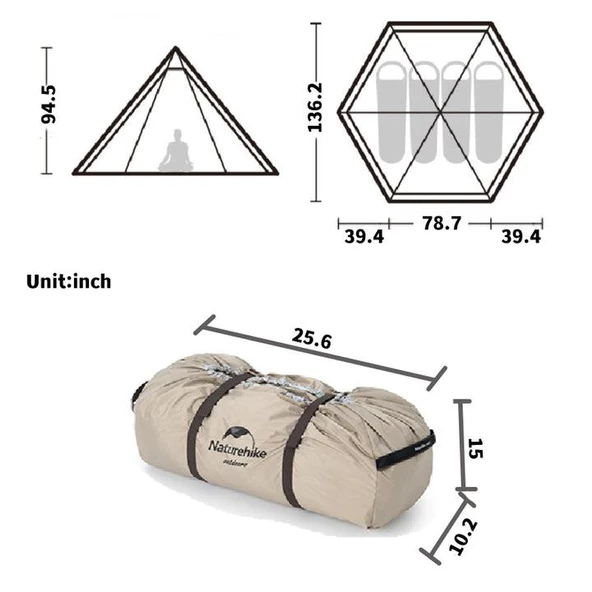 NATUREHİKE Ranch 4 Kişilik Piramit Lüks Kamp Çadırı - 2
