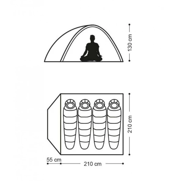 NATUREHİKE P SERİSİ 4 KİŞİLİK TURUNCU ÇADIR - 3