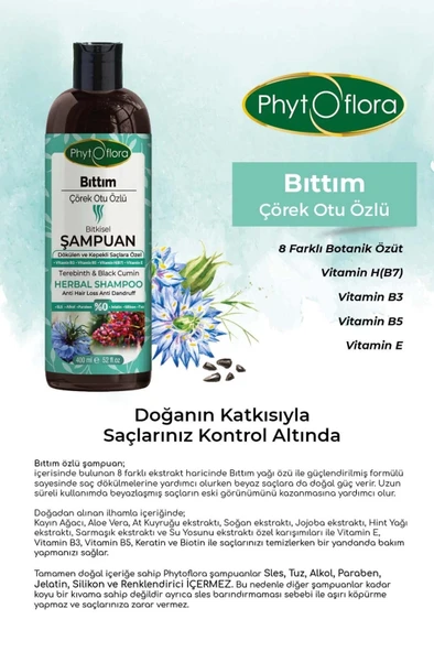 Bıttım Çörek Otu Özlü Bitkisel Şampuan - 5