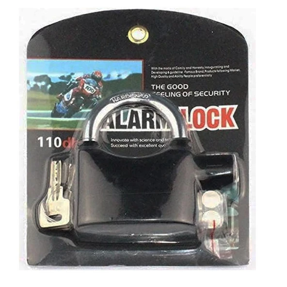 Ayt Sunup 110 Desibel Alarmlı Asma Kilit Uzun Büyük Alarmli Bisiklet Kilidi 3 Anahtarlı 12.5x9.5x3.6cm - Resim 8