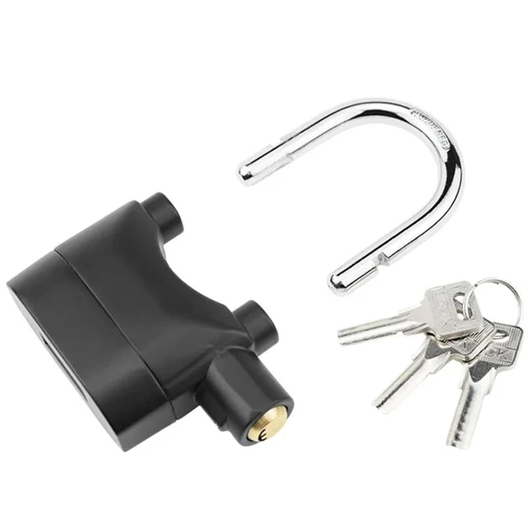 Ayt Sunup 110 Desibel Alarmlı Asma Kilit Uzun Büyük Alarmli Bisiklet Kilidi 3 Anahtarlı 12.5x9.5x3.6cm - Resim 7