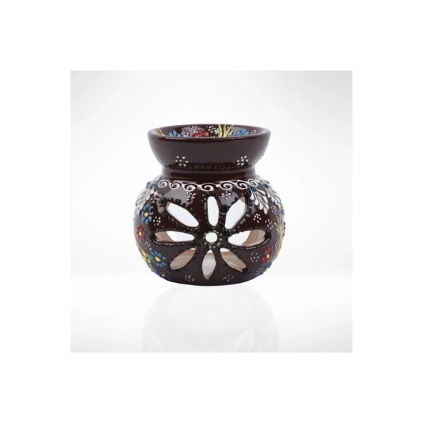 El Yapımı Çini Desenli Lotus Buhurdanlık, Seramik Koku Lambası, Çinili Uçucu Yağ Yakıcı Buhur - Resim 2