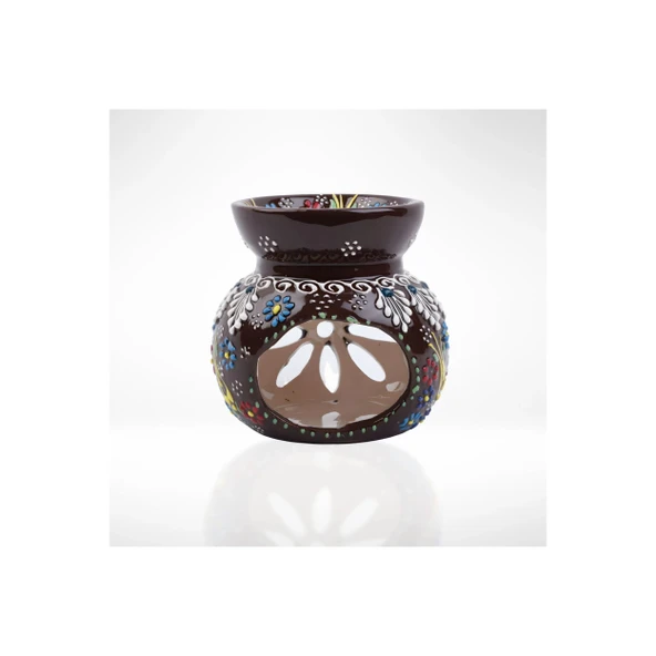 El Yapımı Çini Desenli Lotus Buhurdanlık, Seramik Koku Lambası, Çinili Uçucu Yağ Yakıcı Buhur ürün görseli