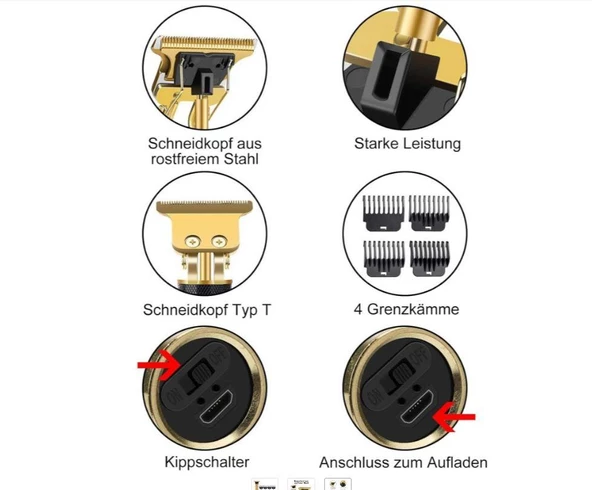 Şarj Edilebilir Saç Sakal Ense Çizim Tüm Vücut Tüyü Lazer Öncesi Tıraş Makinesi Sarı - 3