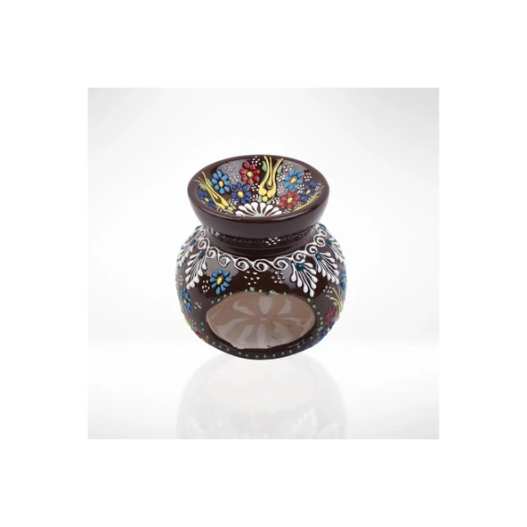 El Yapımı Çini Desenli Lotus Buhurdanlık, Seramik Koku Lambası, Çinili Uçucu Yağ Yakıcı Buhur - Resim 4