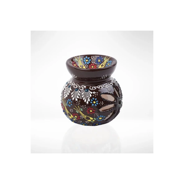 El Yapımı Çini Desenli Lotus Buhurdanlık, Seramik Koku Lambası, Çinili Uçucu Yağ Yakıcı Buhur - Resim 3