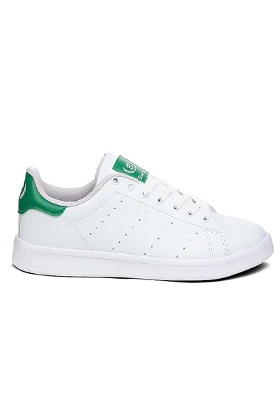 Celira Bls Beyaz Yeşil Bağcıklı Cilt Kadın Spor Ayakkabı - Resim 4