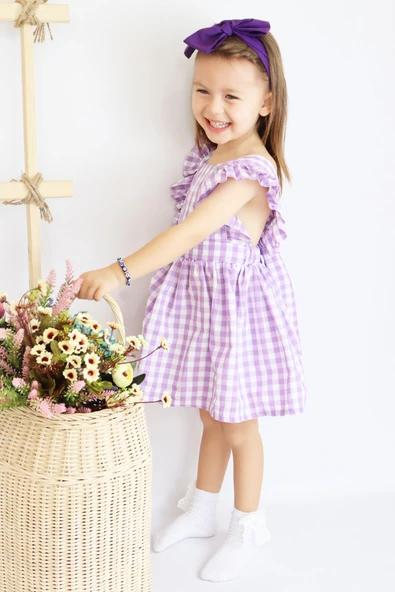 Kız Çocuk Violetta Elbise Bandana Takım / Mor - 3