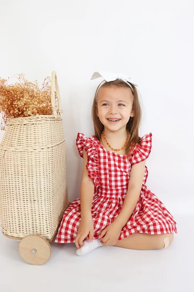 Kız Çocuk Violetta Elbise Bandana Takım /Kırmızı - 4