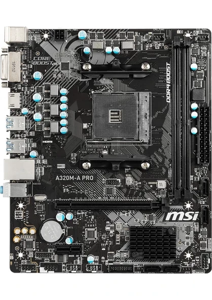 MSI A320M-A PRO AM4 DDR4 3200(OC) DVI HDMI USB3.2 mATX Anakart