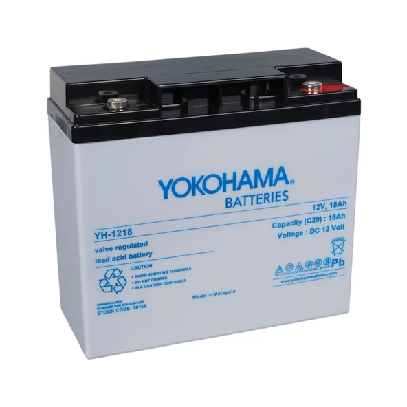 Ayt Yokohama 12 Volt 18 Amper Akü YH-121.8 181x76x167 mm Taze Yeni Tarihli Akü