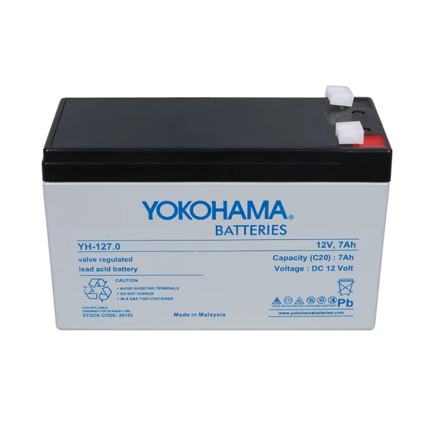 Ayt Yokohama YH-127.0 12 Volt 7 Amper Akü YH-127.0 150x65x90 Mm Taze Yeni Tarihli Akü - 2