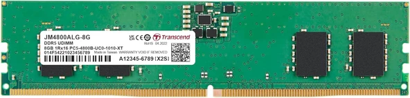 Transcend 8GB(1x8GB) 4800Mhz UDIMM DDR5 CL40 Pc Ram (JM4800ALG-8G)