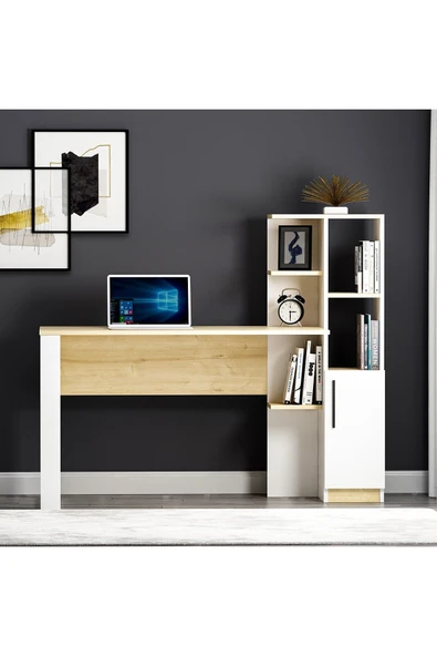 Betroya Tody Çalışma Masası - Beyaz / Meşe - 2