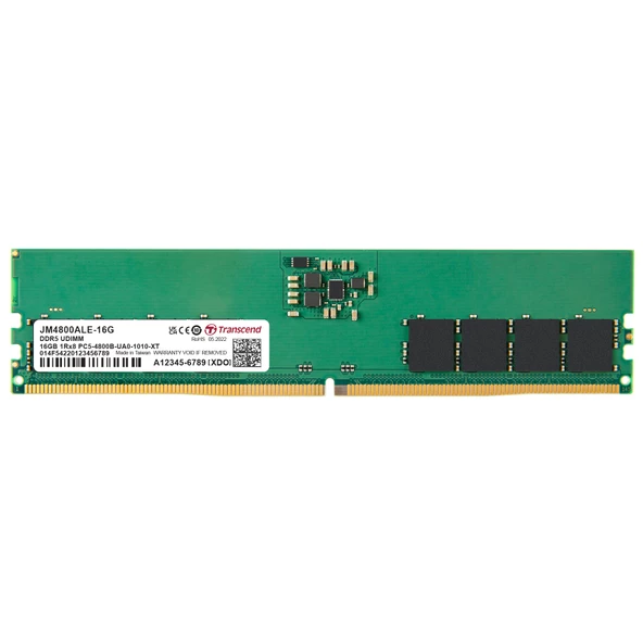 Transcend 16GB(1x16GB) 4800Mhz UDIMM DDR5 CL40 Ram (JM4800ALE-16G) ürün görseli 1