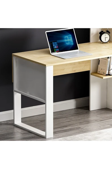 Betroya Tody Çalışma Masası - Beyaz / Meşe - 3