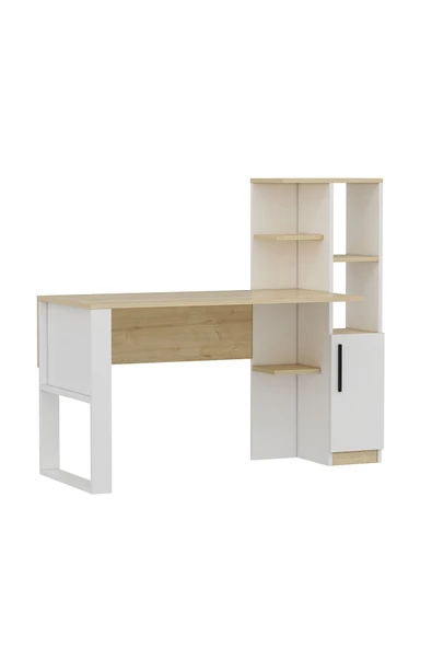 Betroya Tody Çalışma Masası - Beyaz / Meşe - 4