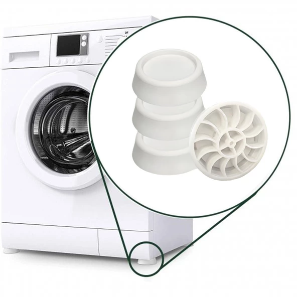 Titreşim Gürültü Önleyici Çamaşır Makinesi Kaydırmaz Stoper Beyaz Renk 4 ADET Ayak Denge Ayağı - 4