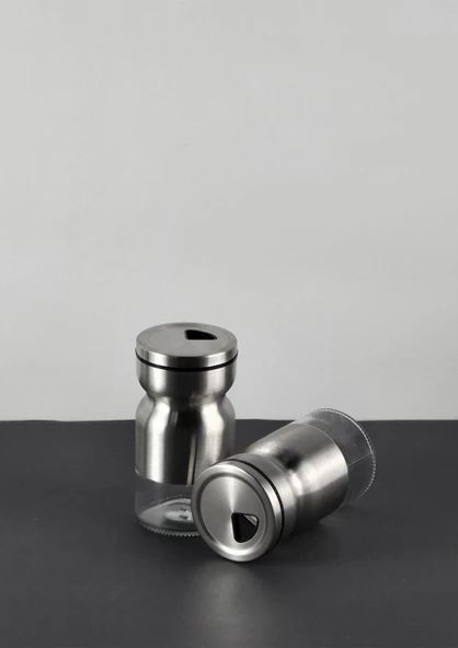 Paslanmaz Çelik Korumalı Tuzluk Seti - Stantlı 2li Tuzluk Takımı - 125 ML - 3