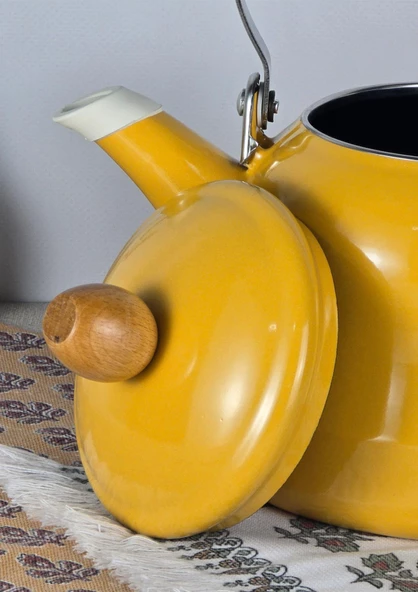 Alev Vintage Demlik - Ahşap Saplı Emaye Çaydanlık, Kettle - 2.5 Litre - 11