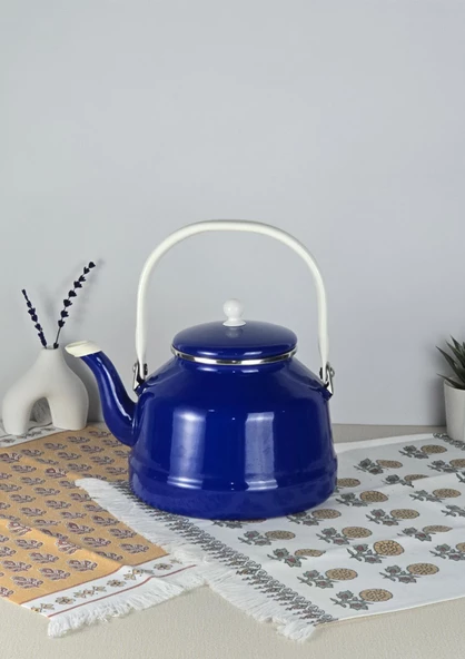 Alev Vintage Demlik - Emaye Çaydanlık, Kettle - 3.5 Litre, Lacivert