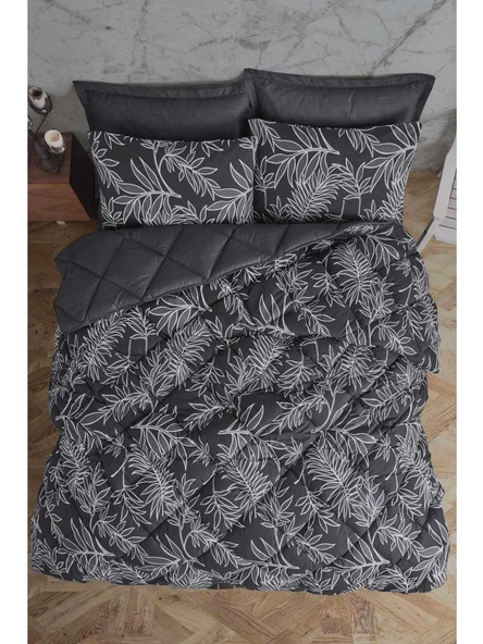 Clasy %100 Pamuk Ranforce Tek Kişilik Yorgan Uyku Seti Lenora V4 Füme - 3