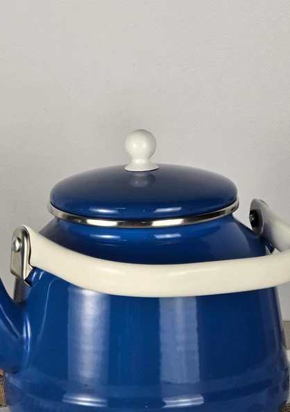 Alev Vintage Demlik - Emaye Çaydanlık, Kettle - 2.5 Litre, Mavi - 3