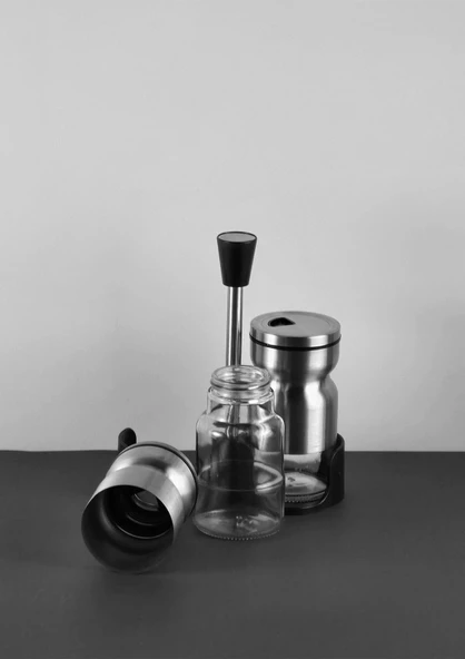 Paslanmaz Çelik Korumalı Tuzluk Seti - Stantlı 2li Tuzluk Takımı - 125 ML - 2