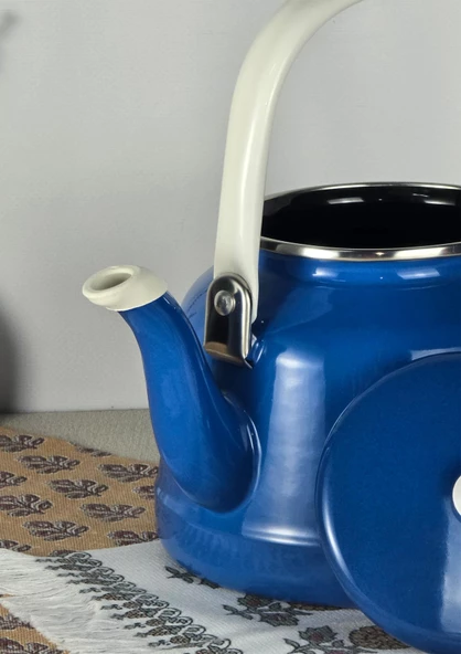 Alev Vintage Demlik - Emaye Çaydanlık, Kettle - 2.5 Litre, Mavi - 2