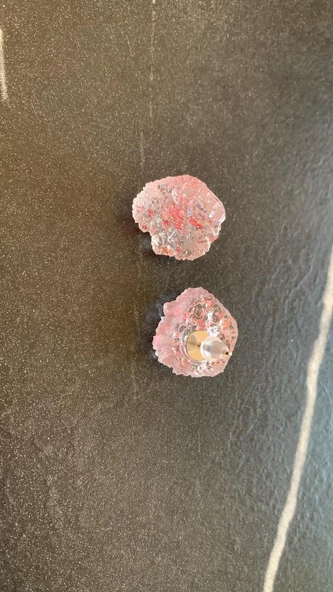 Açık Pembe Renkli Pembe Glitter Süsleme Kristal Şekil Gümüş Aksesuar Epoksi Küpe El Yapımı Hediyelik - Resim 8