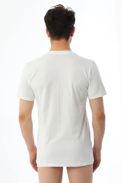 Erkek Süprem V Yaka Beyaz T-shirt 945 - 3