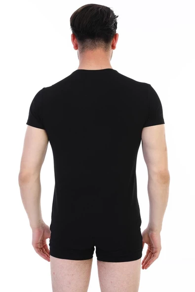 Erkek Elastanlı Siyah T-shirt 954 - 7