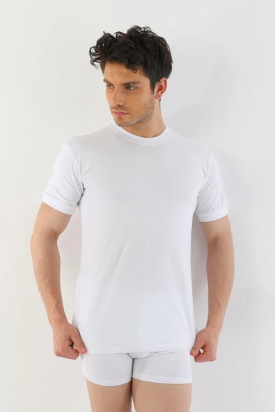 Erkek Amerikan Yaka Beyaz T-shirt 940 - 6