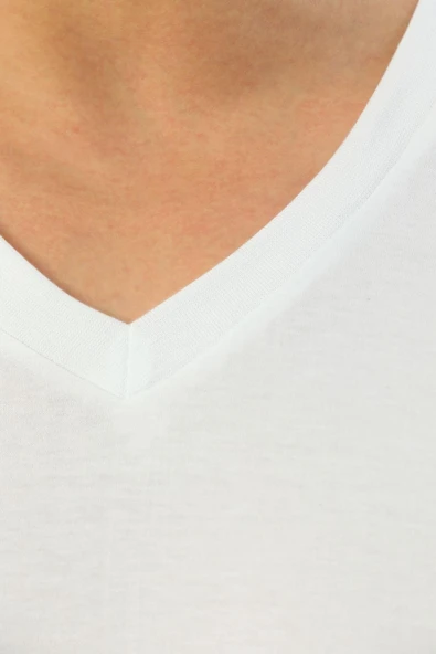 Erkek Süprem V Yaka Beyaz T-shirt 945 - 8