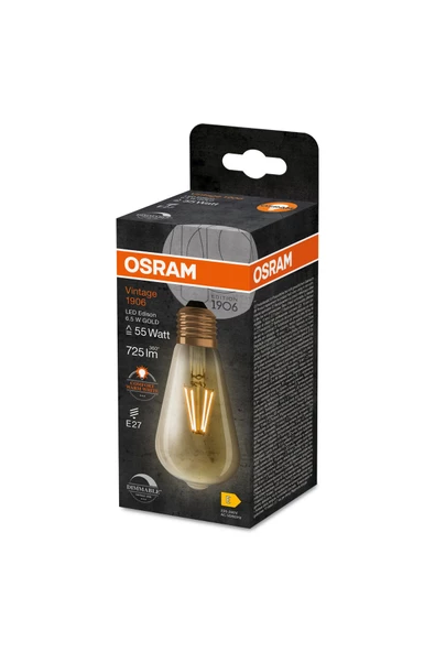 Osram Led Edison Dim 6.5W 2400K 725lm E27 Duy Sarı Işık Ampul - 3