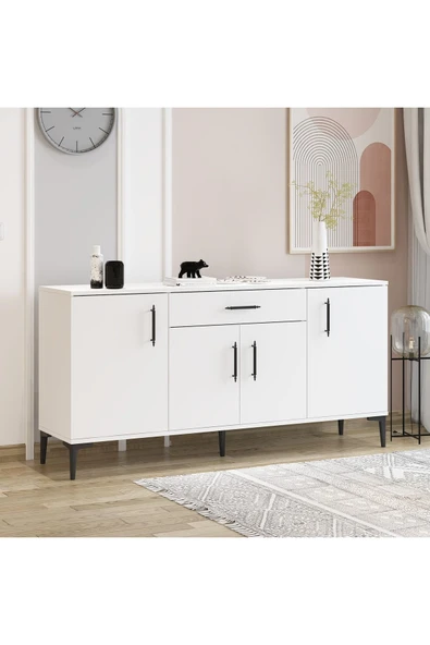 Betroya LAURA Konsol Beyaz Tv Sehpası, Tv Ünitesi, Kahve Köşesi, Banyo Dolabı, Çok Amaçlı Dolap - 5