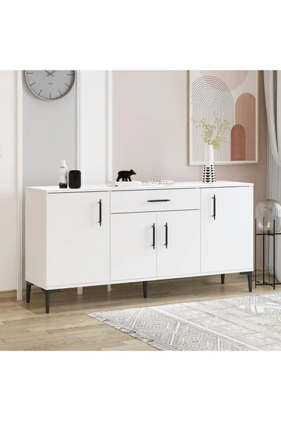 Betroya LAURA Konsol Beyaz Tv Sehpası, Tv Ünitesi, Kahve Köşesi, Banyo Dolabı, Çok Amaçlı Dolap - 3