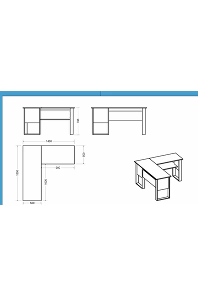 Betroya Randi Çalışma Masası Antrasit/Kemençe - 5