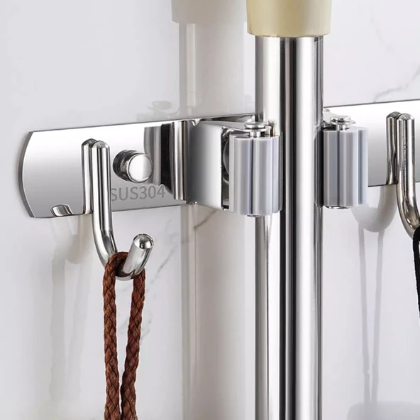 SUNUP SN-26352 ALTI KANCALI BEŞ KLİPSLİ PASPAS-SÜPÜRGE TUTUCU - ASKILIK - 2