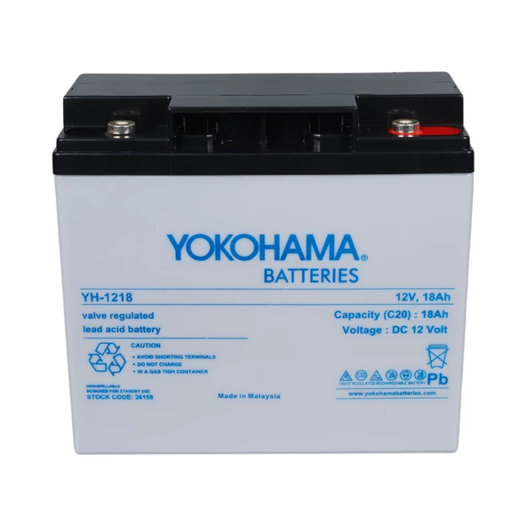 Yokohama YH-121.8 12 Volt - 18 Amper Akü (181X76x167 Mm) - 2