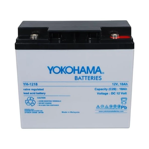 Yokohama YH-121.8 12 Volt - 18 Amper Akü (181X76x167 Mm) - 6