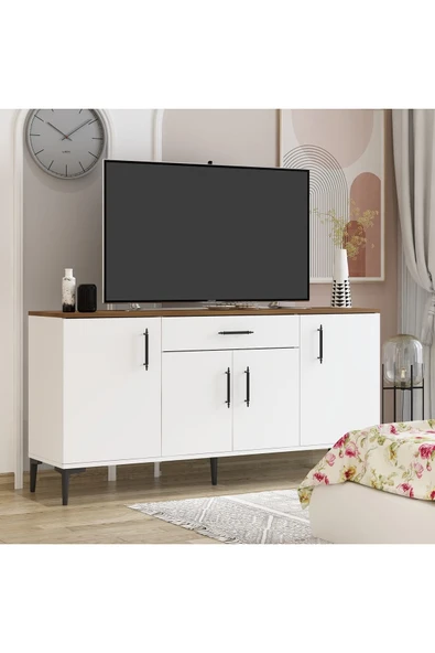 Betroya LAURA Konsol Beyaz/Kemençe, Tv Sehpası, Tv Ünitesi, Kahve Köşesi, Banyo Dolabı, Çok Amaçlı Dolap