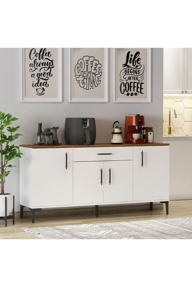 Betroya LAURA Konsol Beyaz/Kemençe, Tv Sehpası, Tv Ünitesi, Kahve Köşesi, Banyo Dolabı, Çok Amaçlı Dolap - 8
