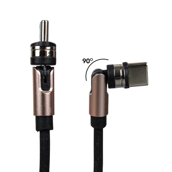 Powermaster PM-25906 Siyah 3İn1  (Type C- Lightning- Micro Usb) Manyetik Uç Taşınabilir Şarj Kablosu - 2
