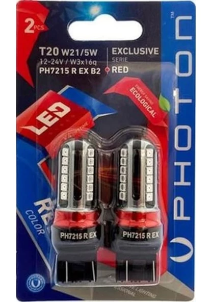 T20 W21/5W KIRMIZI EXCLUSIVE 12V-24V LED (2'LI BLISTER)