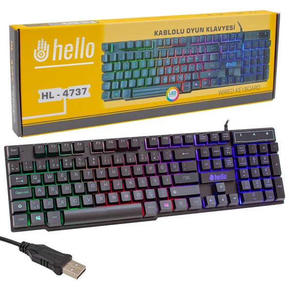 Ayt Hello HL-4737 Kablolu Oyuncu Gaming Klavye Q Klavye Rgb Işıklı Pc Bilgisayar Klavyesi