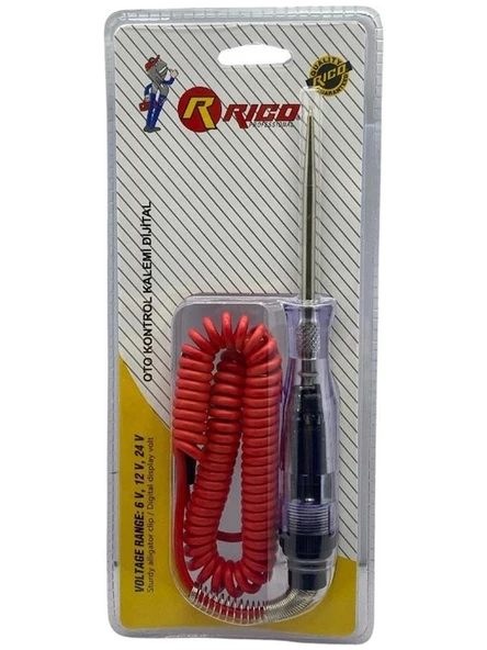 Rico RC0019 Oto Kontrol Kalemi Kablolu Maşalı 6V-12V-24V (+/- Dijital Göstergeli) - 1