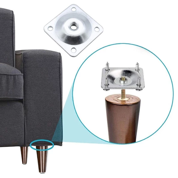 Mobilya Koltuk Kanepe Sehpa Masa Ayağı Ayakları M8 Civatalı Bağlantı Aparatlı 4'lü Set Ahşap 15 cm - Resim 3