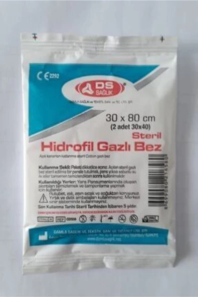 Steril Hidrofil Gazlı Bez 30x80cm (2 Adet 30x40) ( 10'luk Paket Fiyatıdır )