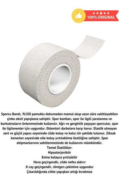 Rijit Fiksasyon Yapışkanlı Sporcu Bandajı 3.7cm X 10 Mt